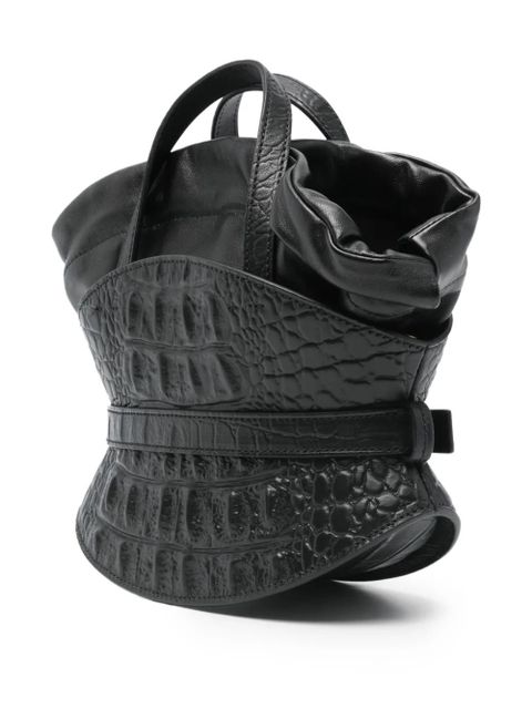 Balmain crocodile-effect shoulder bag - Black