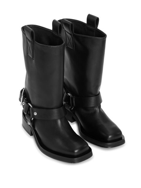 GANNI buckle-strap leather biker boots - Black - zdjęcie produktu nr 2