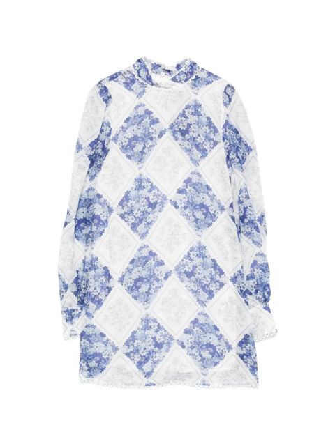 TWINSET long-sleeve floral-detail mini dress - Blue - zdjęcie produktu nr 1