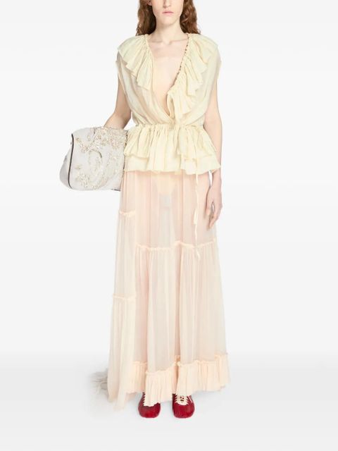 DRIES VAN NOTEN ruffled top - Neutrals - zdjęcie produktu nr 2