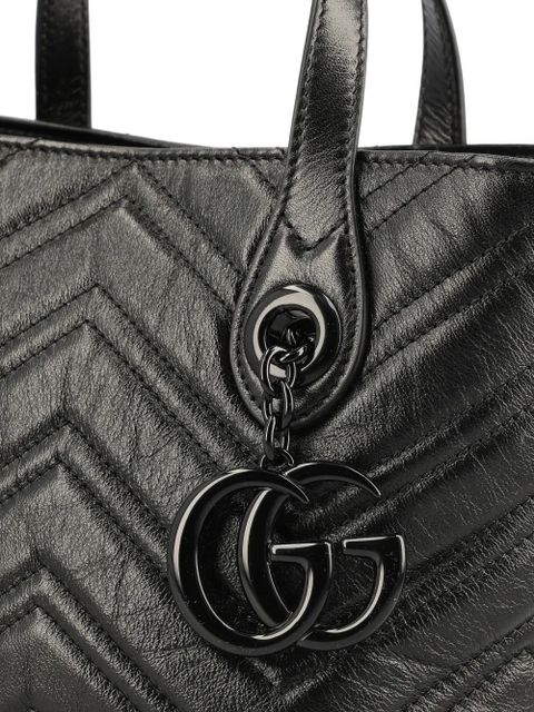 Gucci chevron logo charm shoulder bag - Black