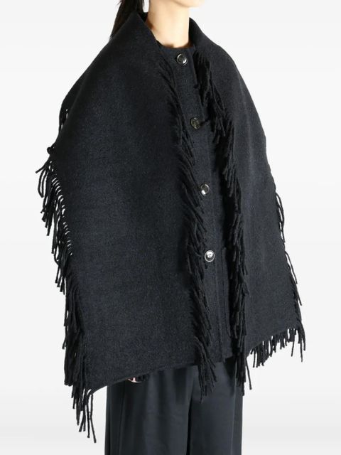 TOTEME fringed-scarf buttoned oversized jacket - Black - zdjęcie produktu nr 2