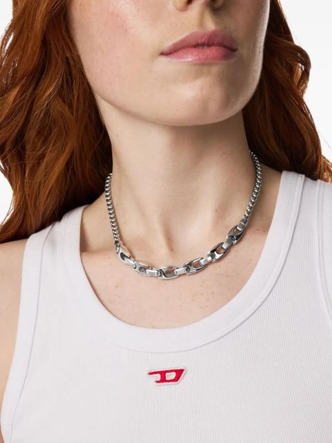 Diesel oval-logo chain necklace - Silver