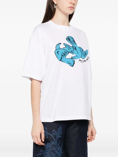 Marni bird-print T-shirt - White