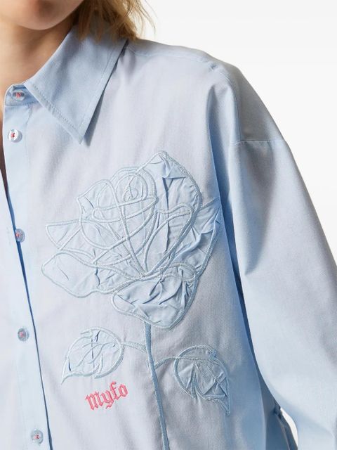 TWINSET x Myfo floral-embroidered shirt - Blue
