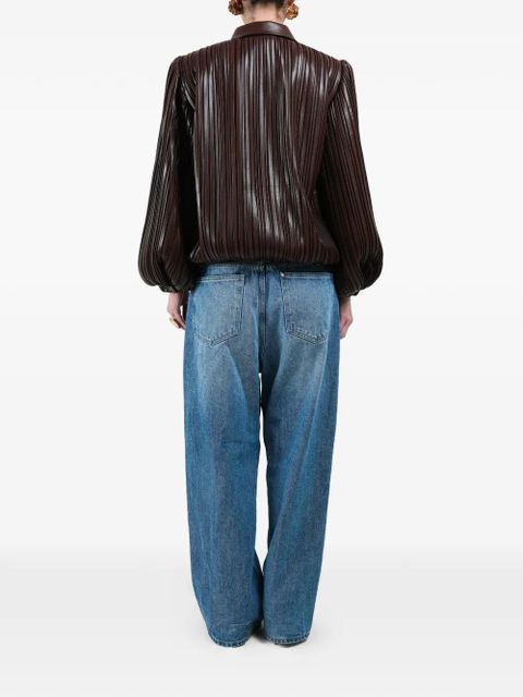 Rowen Rose pleated short bomber jacket - Brown