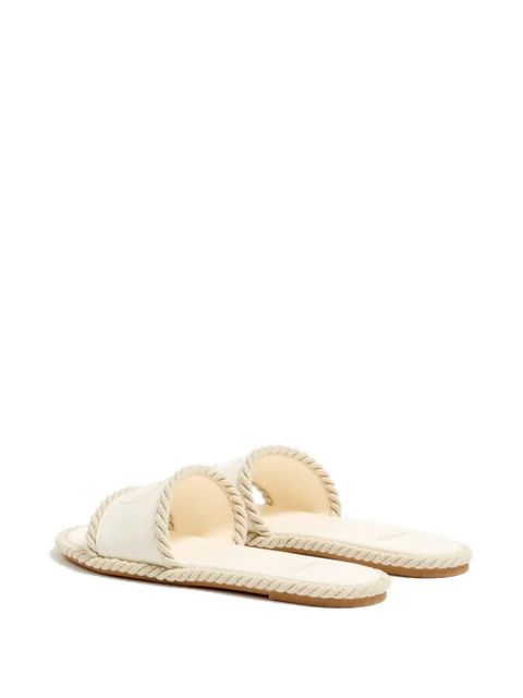 Valentino Garavani Vlogo Torchon slide sandals in nappa leather - Neutrals