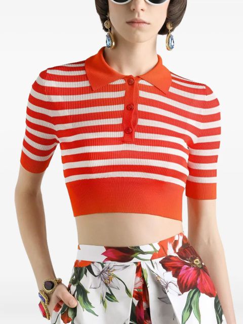 Dolce & Gabbana striped polo top - White