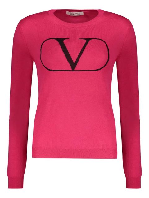 Valentino Garavani intarsia-knit logo jumper - Pink - zdjęcie produktu nr 1
