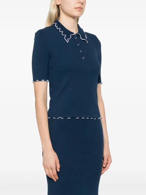 ROTATE BIRGER CHRISTENSEN ribbed polo top - Blue