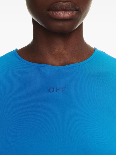 Off-White logo-print draped top - Blue