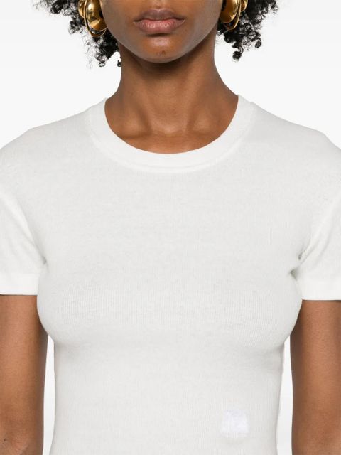 Nanushka logo-embroidered ribbed T-shirt - White