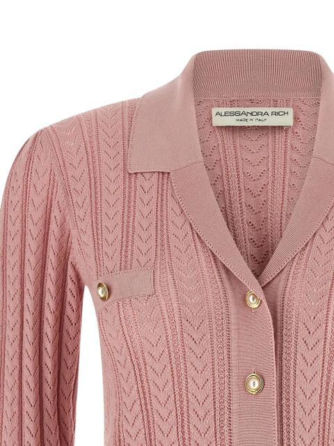 Alessandra Rich cable-knit cardigan - Pink