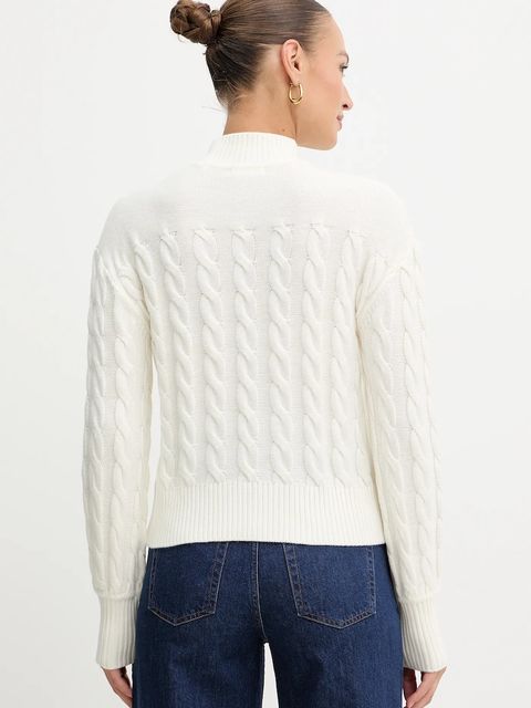 Guess sweter z dodatkiem wełny ELSA damski kolor beżowy z golfem W5BR30 Z1192