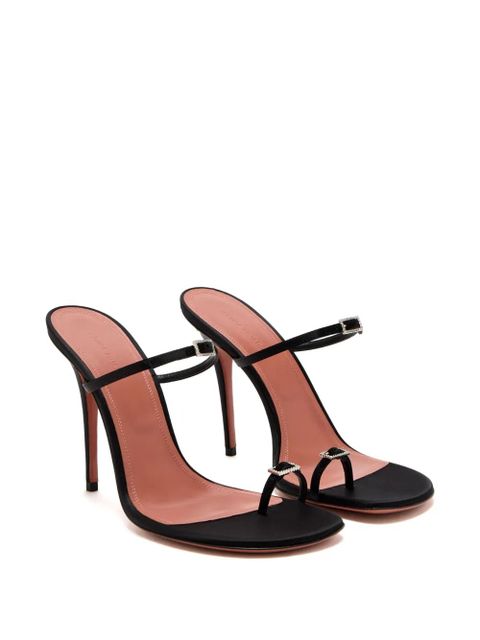 Amina Muaddi crystal-buckle satin sandals - Black - zdjęcie produktu nr 2