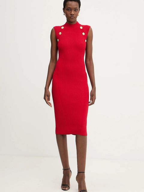 Retrofete sukienka Nunzia kolor czerwony midi dopasowana R-FW25-12085-17 - zdjęcie produktu nr 1