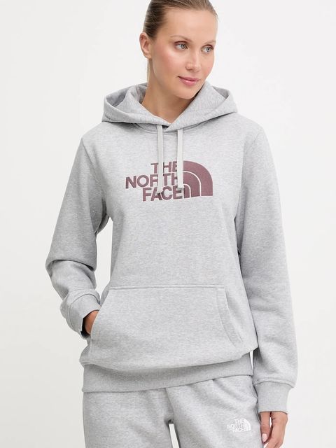 The North Face bluza Drew Peak damska kolor szary z kapturem wzorzysta NF0A89EHFB31 - zdjęcie produktu nr 1
