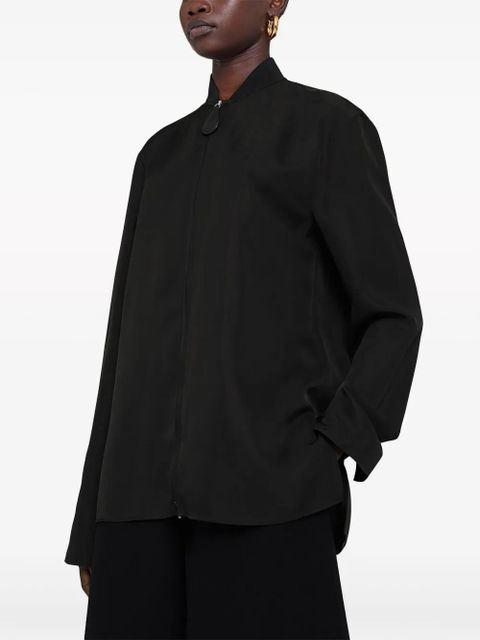 Jil Sander zip-up twill shirt - Black