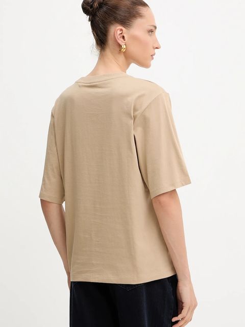 BOSS Orange t-shirt bawełniany damski kolor beżowy 50523256