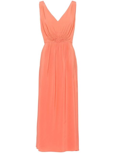 Miu Miu gathered-bodice silk dress - Orange - zdjęcie produktu nr 1