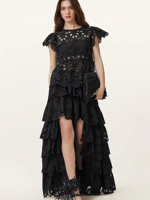 AllSaints spódnica CAVARLY kolor czarny maxi rozkloszowana W096RC