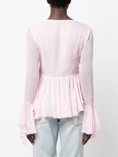 Blumarine ruffled long-sleeve silk blouse - Pink - zdjęcie produktu nr 2