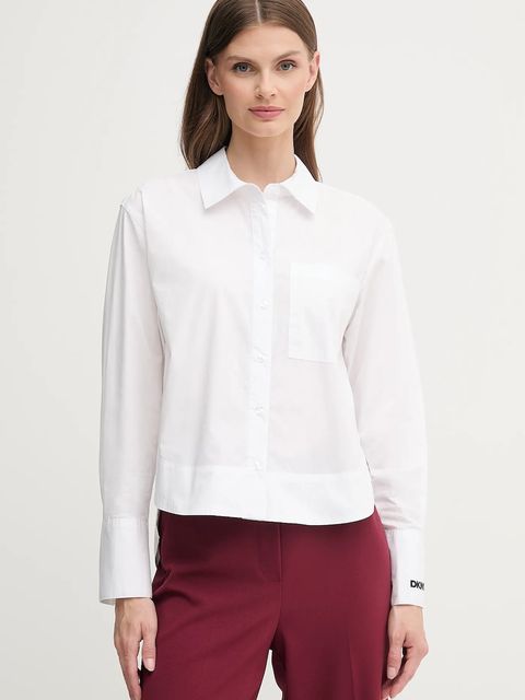 Dkny koszula bawełniana damska kolor biały relaxed z kołnierzykiem klasycznym DJ5W2108 - zdjęcie produktu nr 1