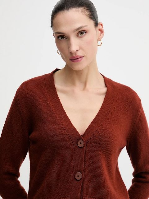 Sisley kardigan z dodatkiem wełny damski kolor pomarańczowy lekki 122WL602S