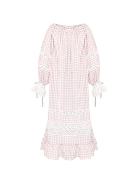 Sleeper Romantica gingham lace-detail maxi dress - Pink - zdjęcie produktu nr 1