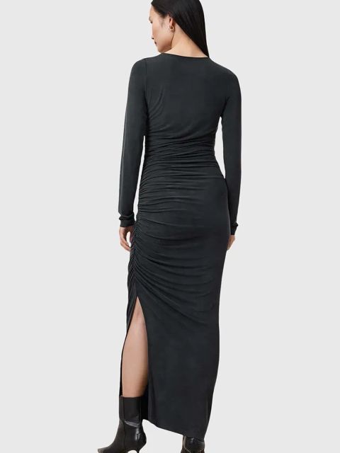 AllSaints sukienka HANAKO CUPRO kolor czarny maxi dopasowana W015DC