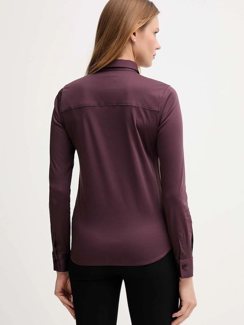 Mos Mosh koszula bawełniana damska kolor fioletowy regular z kołnierzykiem klasycznym