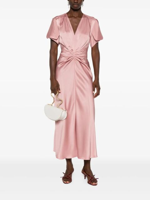 Victoria Beckham V-neck draped midi dress - Pink - zdjęcie produktu nr 2