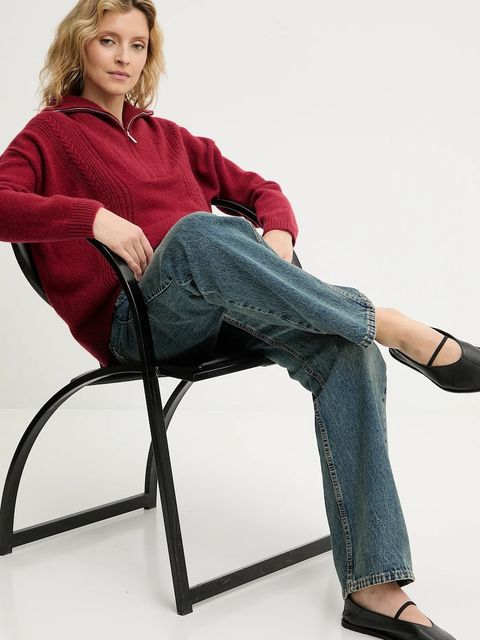 Answear.LAB sweter z kaszmirem kolor czerwony z golfem - zdjęcie produktu nr 2