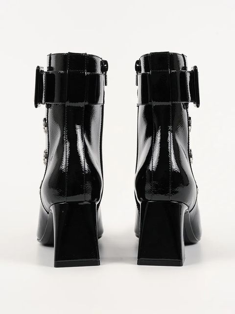 Karl Lagerfeld botki skórzane BEATA damskie kolor czarny na słupku KL31455A