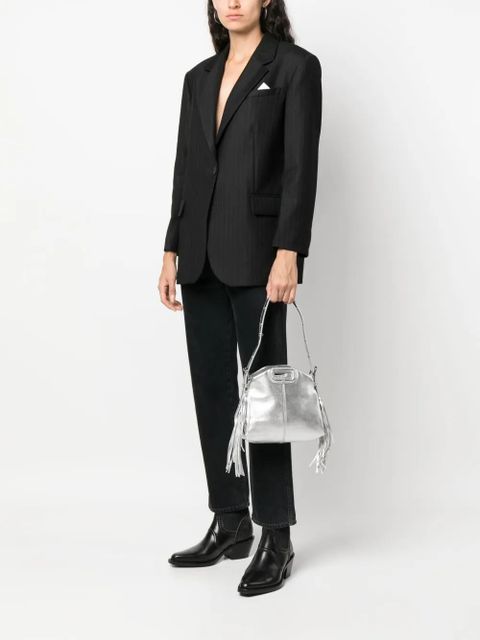 Maje Miss M metallic-effect leather mini bag - Silver