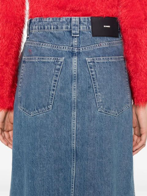 Sunnei logo-patch denim skirt - Blue