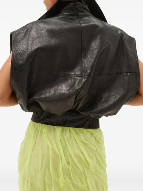 Versace zip-pocket leather gilet - Black