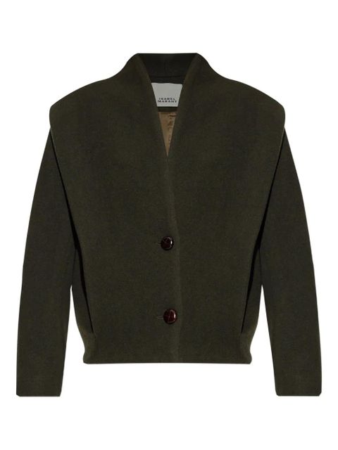 ISABEL MARANT padded-shoulder wool coat - Green - zdjęcie produktu nr 1