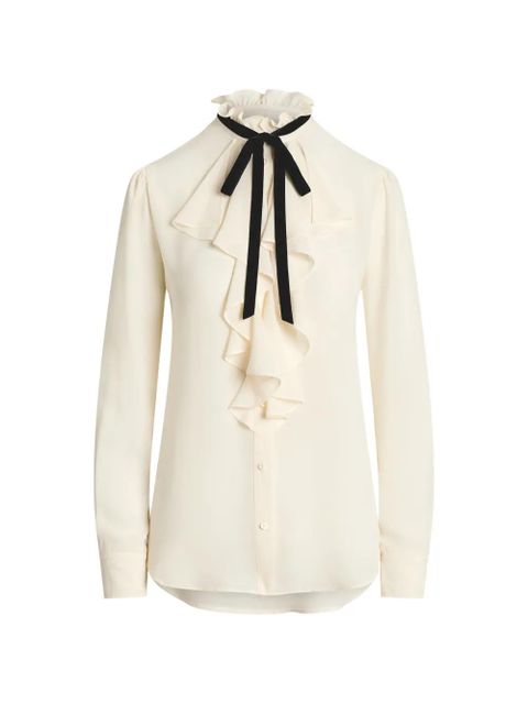 Lauren Ralph Lauren ruffled-neck blouse - Neutrals - zdjęcie produktu nr 1