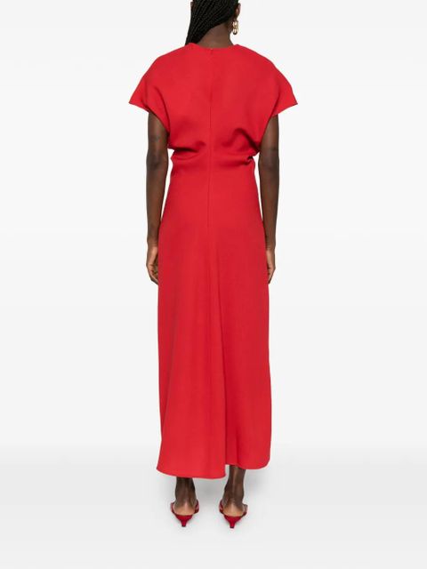 TOTEME slouch-waist short-sleeve midi dress - Red