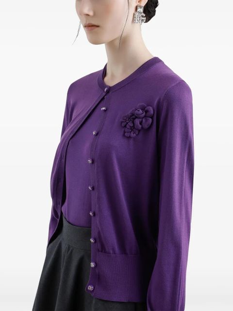 Dolce & Gabbana floral appliqué cardigan - Purple