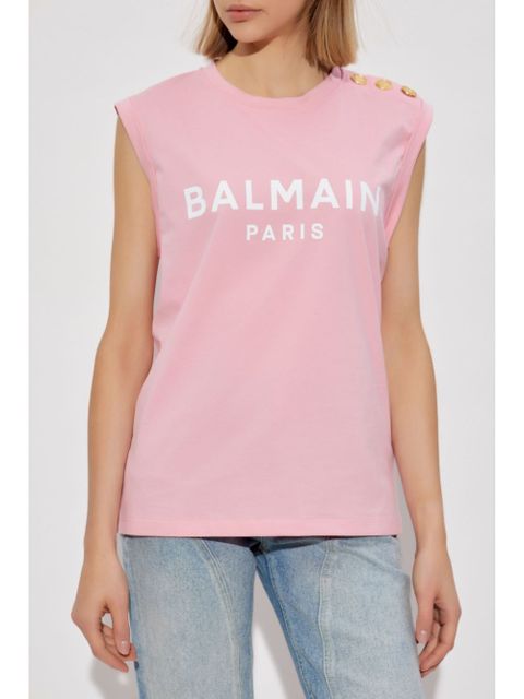 Balmain logo-print tank top - Pink