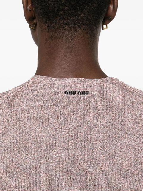 Miu Miu lurex-detail long-sleeve jumper - Pink