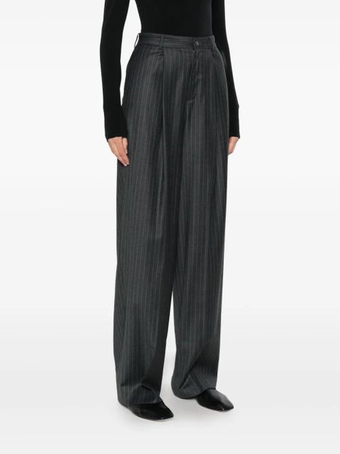 Aya Muse pinstripe-print pleated trousers - Grey
