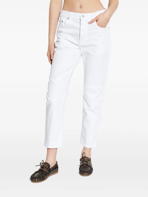 Moschino heart frayed jeans - White