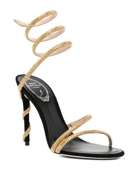 René Caovilla 110mm crystal-embellished spiral sandals - Black - zdjęcie produktu nr 2