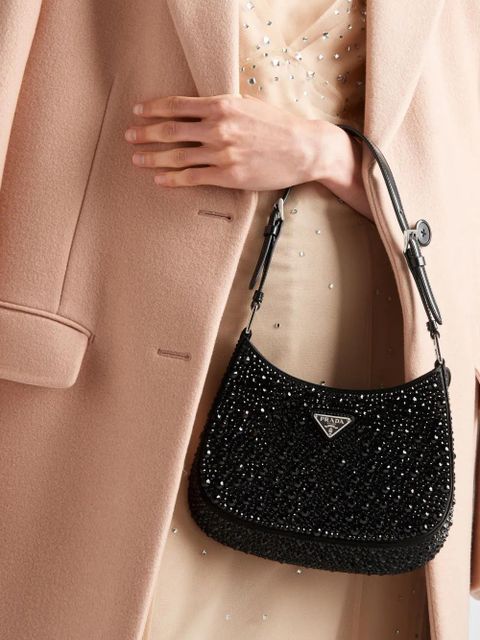 Prada Cleo crystal-embellished shoulder bag - Black - zdjęcie produktu nr 2