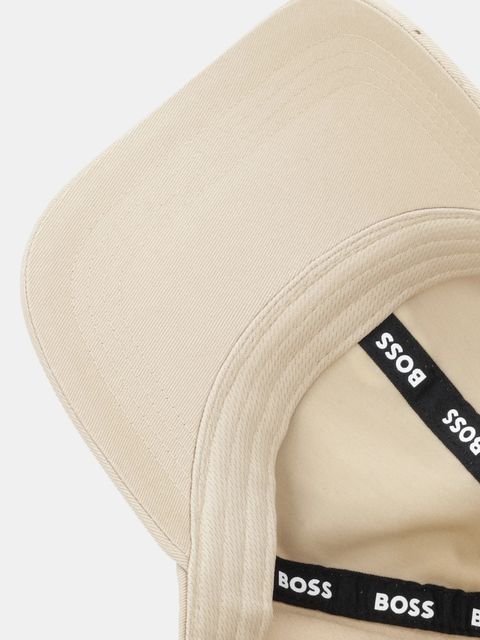 BOSS czapka z daszkiem bawełniana kolor beżowy z aplikacją 50533348
