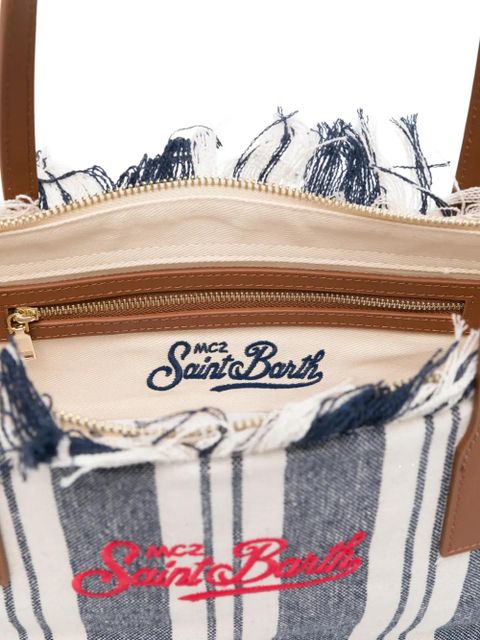 MC2 Saint Barth striped frayed tote bag - Blue