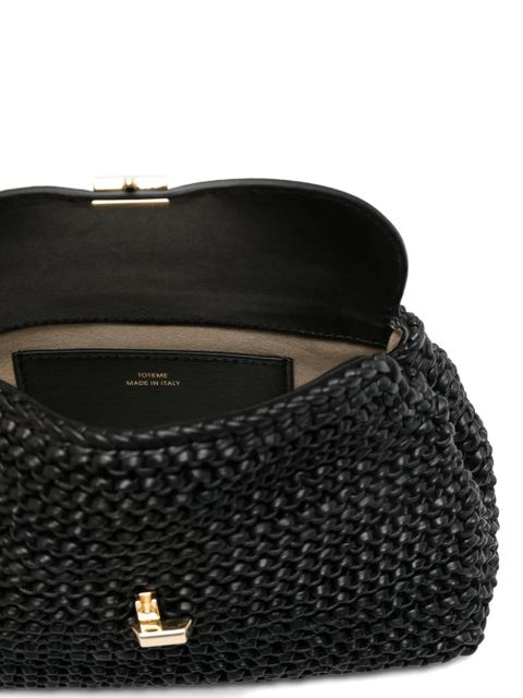 TOTEME mini T-lock woven leather clutch bag - Black